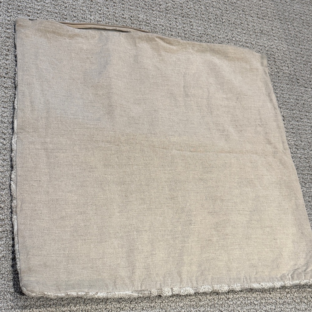 Pottery Barn Neutral Cream and Tan Embroidered Accent Pillow Cover - Picture 2 of 3